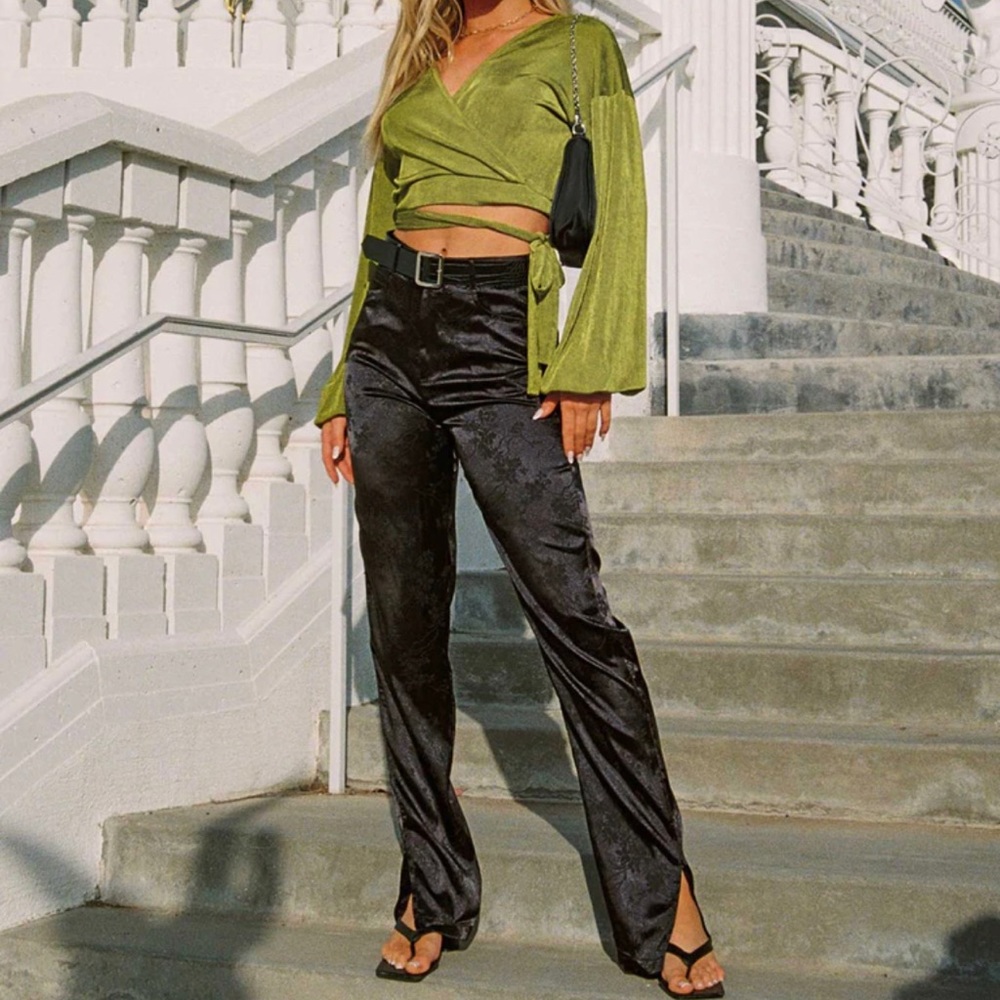High Waisted Silk Black Pants XS (NWT) - Lioness St Germain Pants